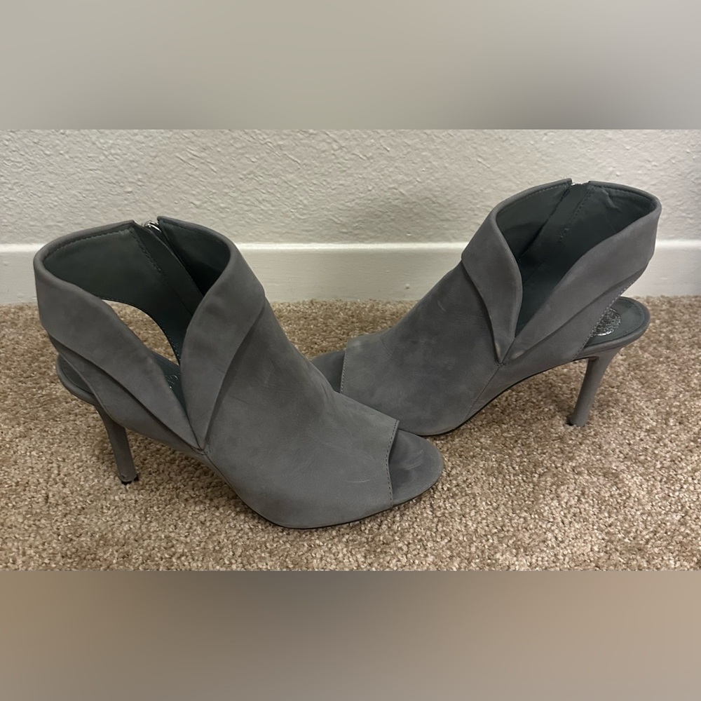 Vince Camuto Gray Peep-Toe Heeled Boots
